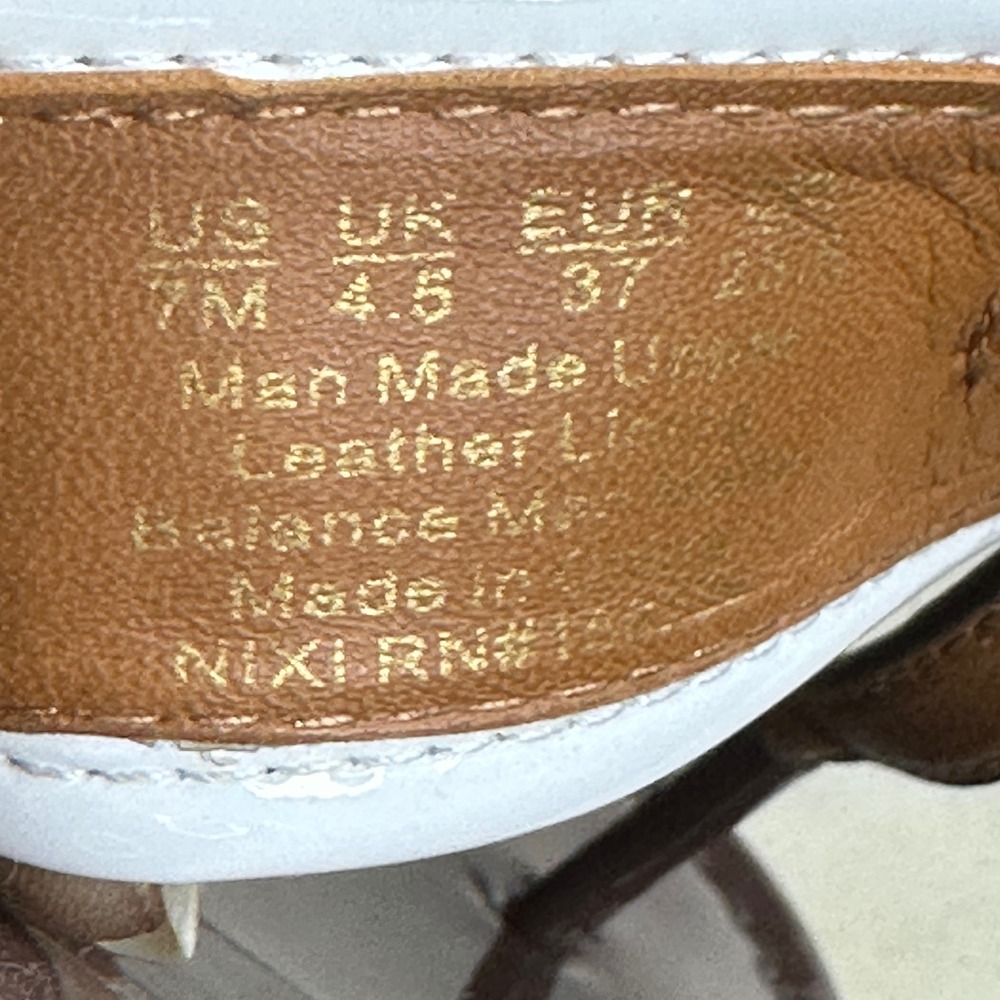 J.McLaughlin Leslie Thong Sandals Patent Leather Brown White Preppy Women 7M - Picture 6 of 6